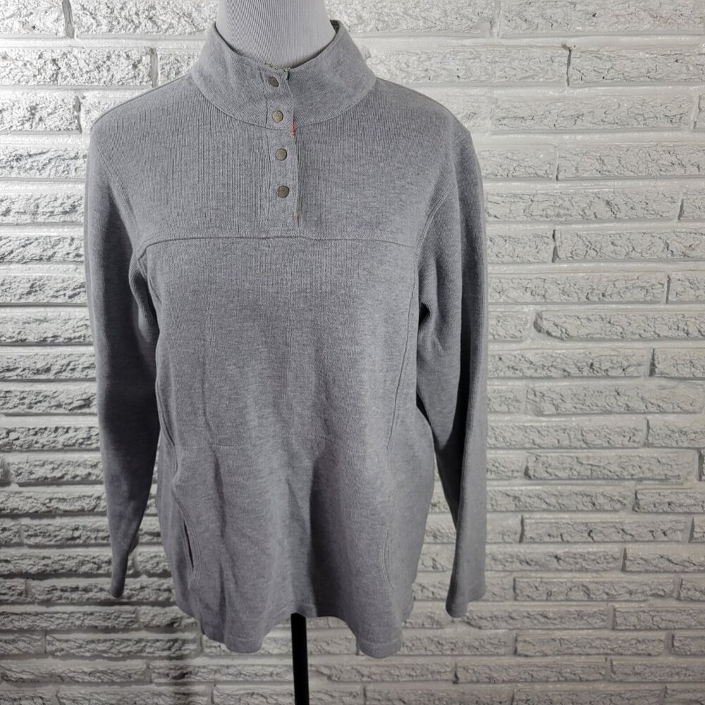 Tommy Bahama Sweatshirt XL Womens Gray High Neck Snap Pullover Pockets SWE30E